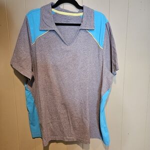 Catherine's Workout, Athleisure Shirt, Plus-Size 2X, Gray, Blue & Yellow